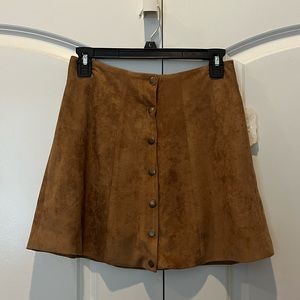 Altar’d State Caramel Button-Up Mini Skirt